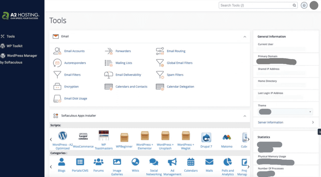 a2 hosting control panel